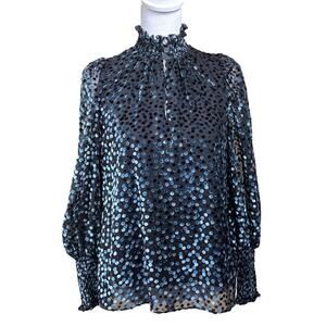 Shoshanna flocked velvet top, Regency, romantic, sheer, whimsical, Victorian